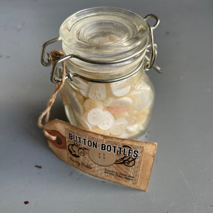 Glass Bail Top Mini Jar Full Of White Buttons