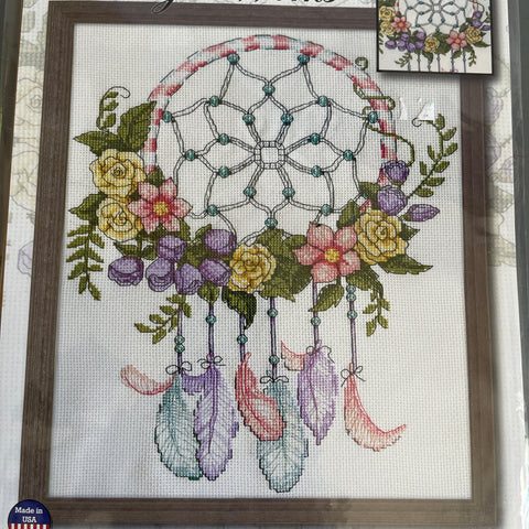 Design Works Pastel Dreamcatcher 3256 Counted Cross Stitch Picture Kit Stitched On 14 Count White AIDA