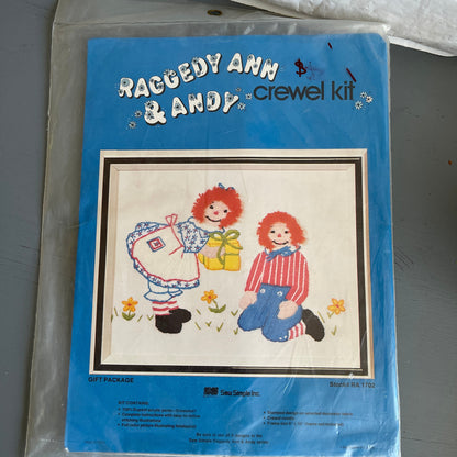 Sew Simple Raggedy Ann & Andy "Gift Package" Vintage Crewel Kit