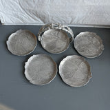Tropical Floral Metal Coaster Set of 4 Coasters and Holder with Handel Vintage Collectible Barware