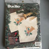 Bucilla Angels Of Christmas Vintage 1995 Set of 8 Stamped Cross Stitch Napkins Kit