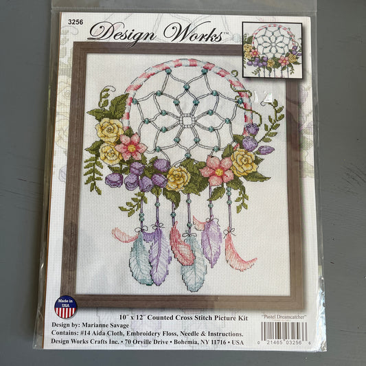 Design Works Pastel Dreamcatcher 3256 Counted Cross Stitch Picture Kit Stitched On 14 Count White AIDA