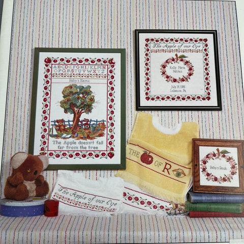 Ginger & Spice Apple- Beary Baby Sampler 9001 Vintage 1990 Counted Cross Stitch Chart
