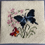 Completed Needlepoint Pictures Set Of 3 Butterflies, Grapes, and Bluebird Finished Projects*