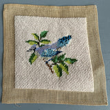 Completed Needlepoint Pictures Set Of 3 Butterflies, Grapes, and Bluebird Finished Projects*