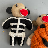 Halloween Pair Of Sock Monkey Hand Knitted Vintage Collectible Decorative Dolls
