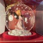 Gorham Winter Follies Crystal Angel Playing a Harp Glass Ball Ornament