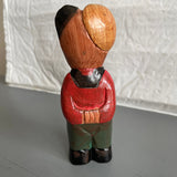 Folk Art Carved Wooden Bear in a Red Sweater and Blue Pants Vintage Cottagecor Decor
