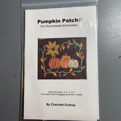 Pep'r Pot Choice of Punchneedle Embroidery Patterns By Charlotte Dudney Happy Halloween, Pumpkin Patch, or Give Thanks