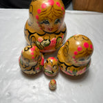 Matryoshka Nesting Doll Stack Of 5 Pretty Girl Vintage Collectible Art Doll Figurines
