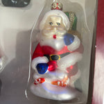 St. Nicholas Square Set Of 3 Santa Clauses Collectible Glass Christmas Ornaments