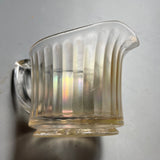 Faceted Carnival Glass Cream Pitcher Amber Iridescent Reflections Collectible Vintage Serving Ware