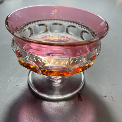 Pretty Pink and Clear Oval Faceted Sherbet Dessert Goblet Vintage Collectible Serving Ware