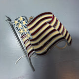 Stained Glass American Flag Waving On Metal Pole Vintage Decorative Collectible Ornament