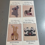 Heartstrings Noah and Company Choice of Pandas, Giraffes, Hippos, or Llamas, Vintage 1998 Counted Cross stitch Charts