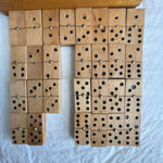 Antique Wooden with Metal BB weight Domino Set with Wooden Sliding Top Storage Box Collectible Game Sets*
