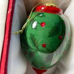 Beautiful Tapered Seasons Greetings Glass Christmas Ornament