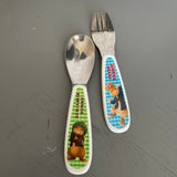 Peter Rabbit and Benjamin Bunny Fork and Spoon Utensil Set Vintage Collectible Serving Ware