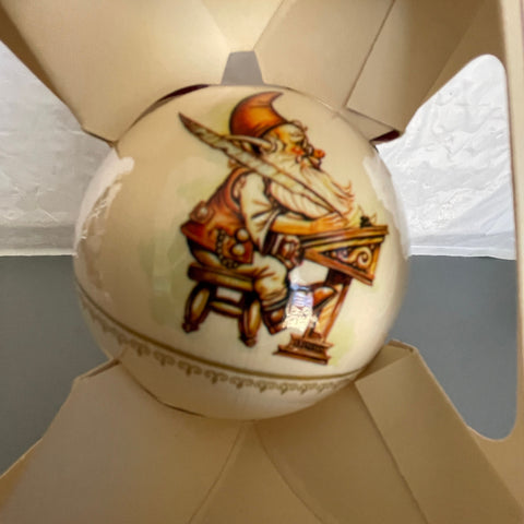 Pyramid Merry Christmas Elf Making Santas List Vintage Plastic Ball Ornament