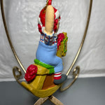Raggedy Andy In Santa Cap Riding A Rocking Horse Christmas Tree Ornament