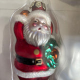 St. Nicholas Square Set Of 3 Santa Clauses Collectible Glass Christmas Ornaments