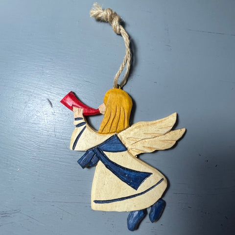 Bob Timberlake Collection Painted Wooden Trumpeting Angel Ornament Riverwood Inc. Lexington NC