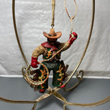 Lasso Cowboy and Saddle with Stirrups Set Of 2 Western Christmas Ornaments