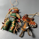 Lasso Cowboy and Saddle with Stirrups Set Of 2 Western Christmas Ornaments