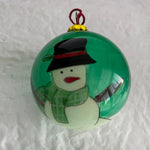 Splendid Snowman In Hat and Scarf Painted Glass Ball Ornament