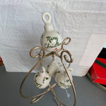 Festive Set Of 6 Holly Berries and Leaves White Porcelain Ornaments Dated 1979 Christmas Ornaments