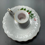 Beacon Hill Elegant Holly Berry Branch Vintage Porcelain Christmas Candle Holder
