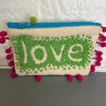 Love Beaded Coin Purse Choice Of Green or Orange Vintage Collectible See Variations*