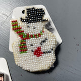 Very Cute Little Pins Choice Of Cross Stitch Angels Or Beaded Snowman In Hat And Scarf Collectibles See Variations