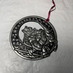 Pewter Santa Taking A Reindeer To His Sleigh 4 Inch Round Christmas Tree Ornament
