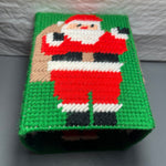 Santa Clause Carrying His Sack Tissue Box Vintage Plastic Canvass Finished Project
