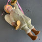 Beautiful Boy In Boots and Cap Angel Holding Bells Vintage Porcelain Christmas Ornament