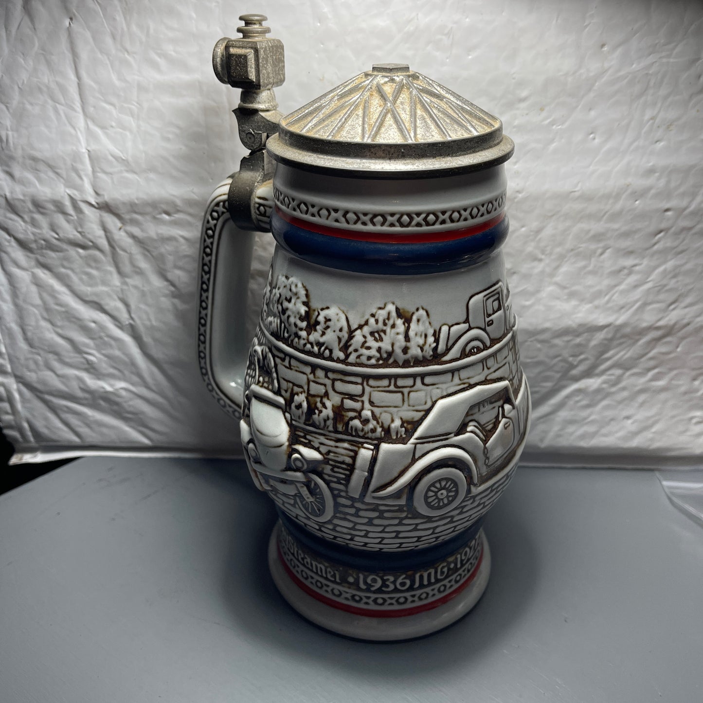 Awesome Avon Antique Automobiles* Lidded Beer Stein Vintage 1979 Ceramarte Hand Crafted In Brazil Collectible Serving Ware