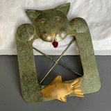 Curious Cat Picture Frame Vintage Metal Ornament