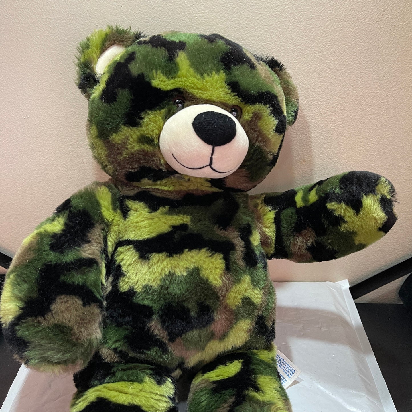 Camouflage Stuffed Teddy Bear Vintage Collectible Plush Toy