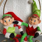 Cute Pair Of Santas Elves Vintage Christmas Collectible Shelf Sitter Decorations