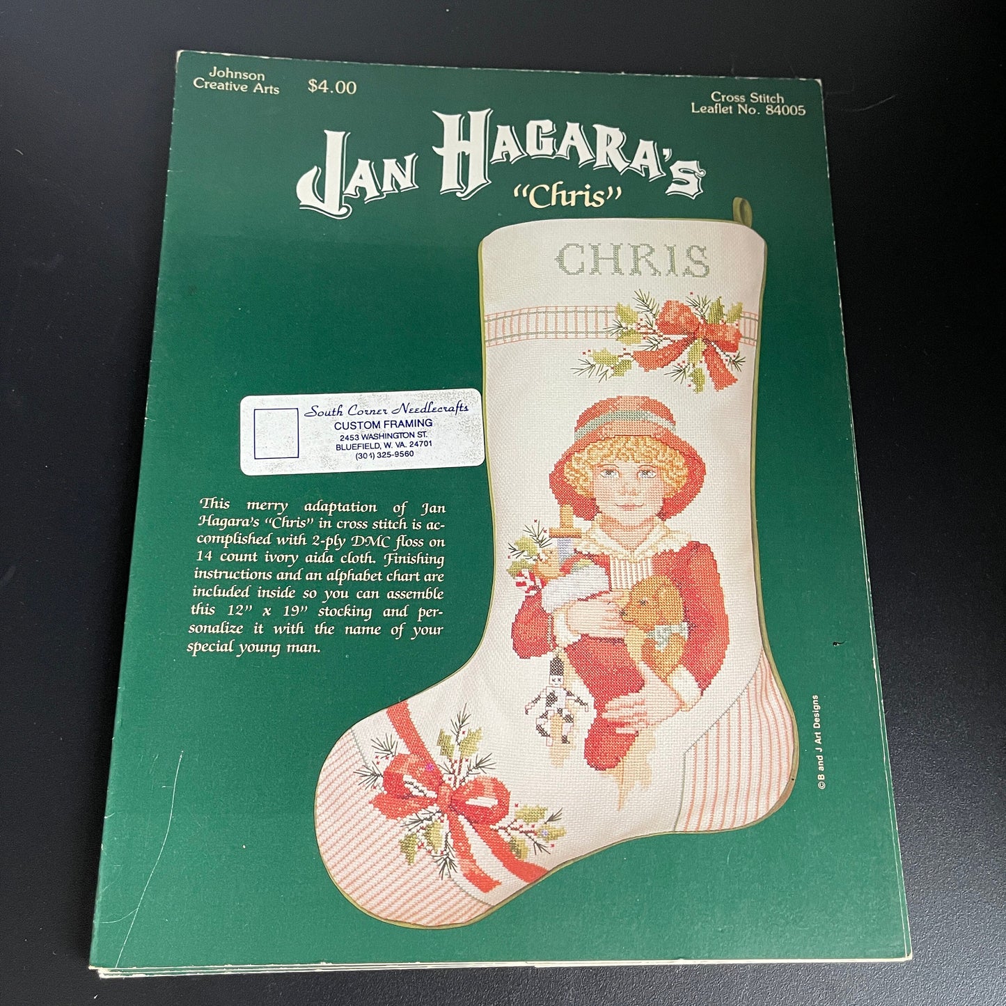 Jan Hagara's Choice Of "Chris" Stocking or "Jimmy" Johnson Creative Arts Vintage Counted Cross Stitch Charts