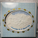 Russ Christmas Reminiscence Friendship  Is A Special Gift Vintage Porcelain Ornament