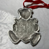 Pewter Teddy Bear Reading A Book Engraved Christmas 1997 Ornament