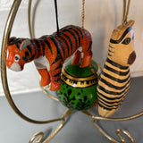Jungle Animal Inspired  Set Of 3 Vintage Christmas Tree Ornaments