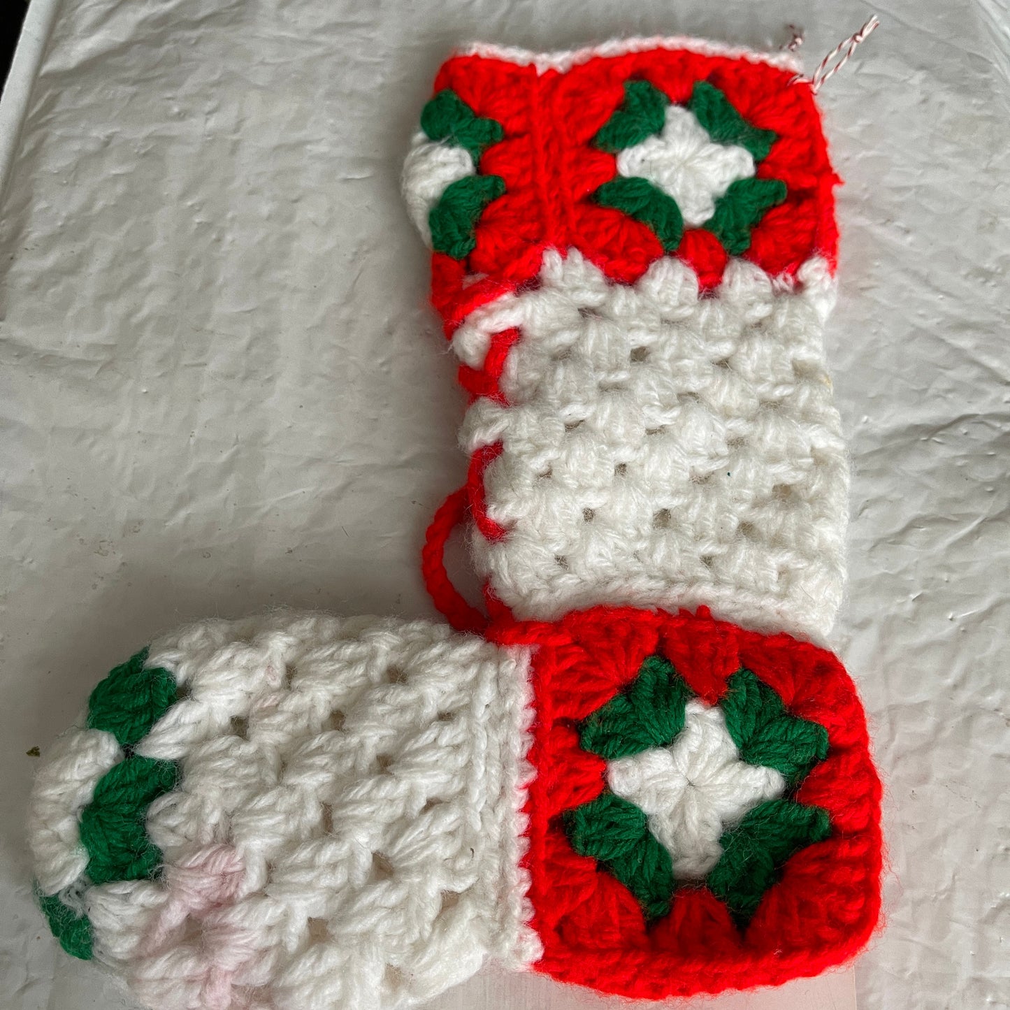 Hand Knitted/Crocheted Set Of 2 Vintage Collectible Christmas Stockings Cottagecore Decor*