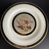 The Art of Chokin Elegant Floral  6.5 inch Plate Vintage Collectible Serving Ware Wall Hanging