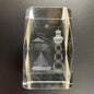 Laser Etched 3D Lighthouse and Sailboat Scene 3 Inch Tall Crystal Clear Glass Block Nautical Keepsake