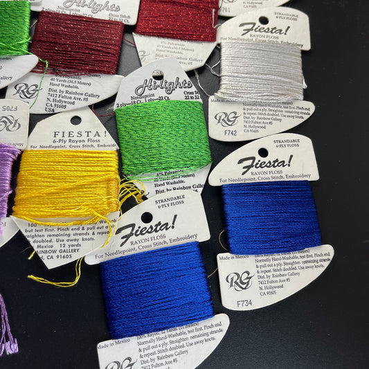 Rainbow Gallery Mixed Lot of Rayon Set Of 13 Skeins Embroidery Floss See Pictures and Description*