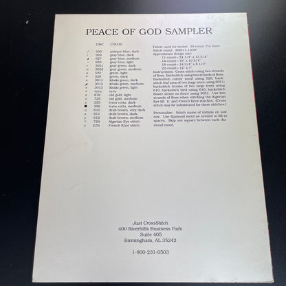 Just Cross Stitch Peace of God Sampler Vintage 1988 bCounted Cross Stitch Chart