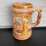 New York City Stein Depicting World Trade Center Twin Towers  Empire State Building and Statue of Liberty Vintage Souvenir Collectible  Mug*